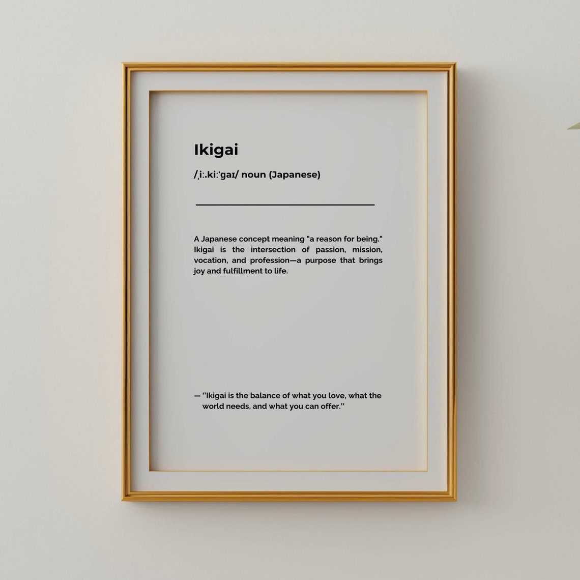 Ikigai Japanese Reason for Being Dictionary Meaning Minimalist Poster