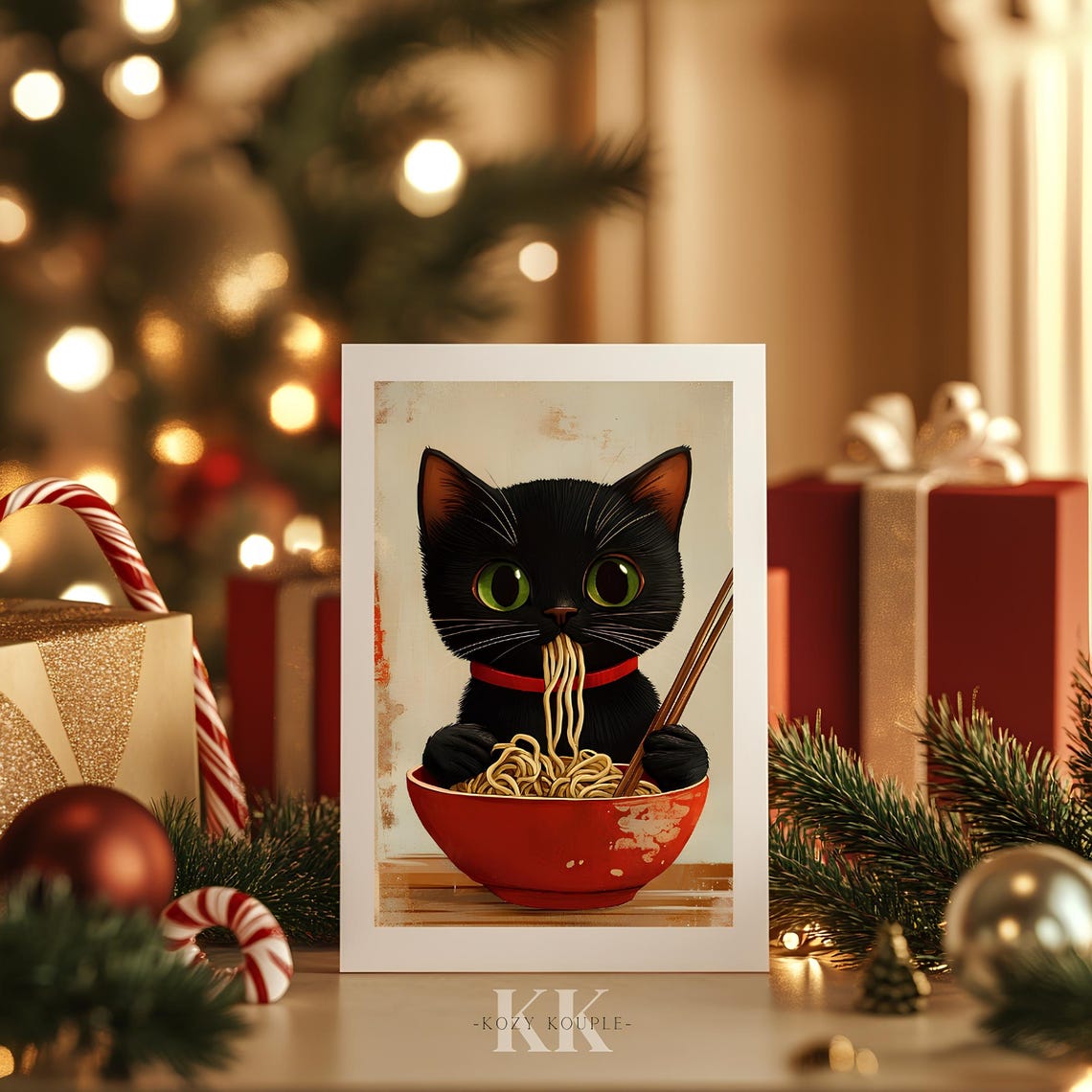 Cat Eating Ramen Black Cat Noodle Poster Japanese Inspired Wall Art Cute Kitchen Decor Unique Cat Lover Gift - Image 4