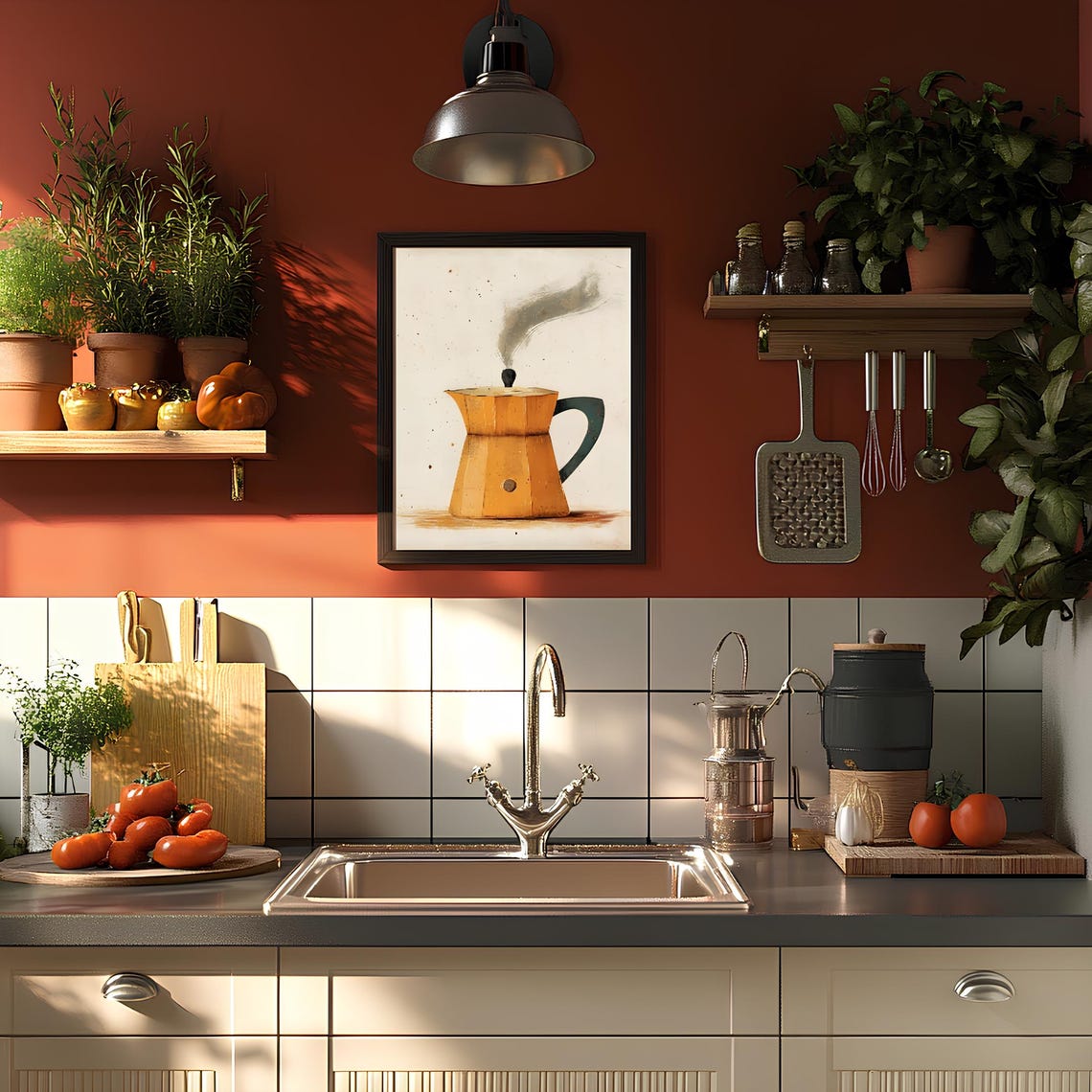 Moka Pot Retro Kitchen Wall Art Vintage Italian Coffee Maker Poster Coffee Art Rustic Kitchen Decor - Image 3