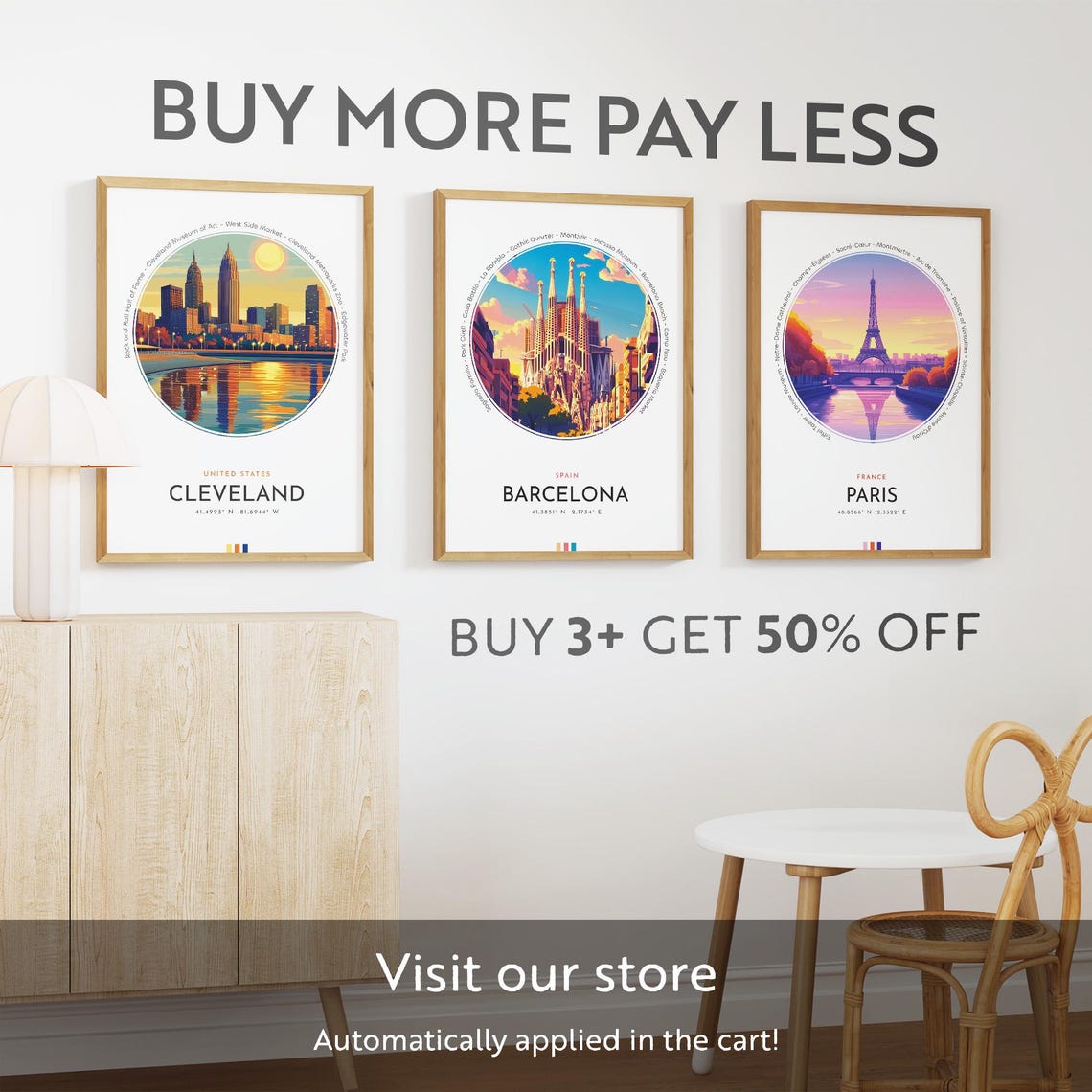 Cleveland City Poster United States Travel Print Ohio Wall Art Travel Gift Landscape City Art Wall Decor Birthday Gift - Image 3