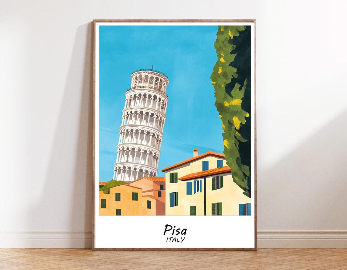Pisa Travel Art Poster Print Italy Tourist Poster Wall Home Decor Artwork Traveler Wall Decor Travelers Art Gift Art Of Italy - Image 2