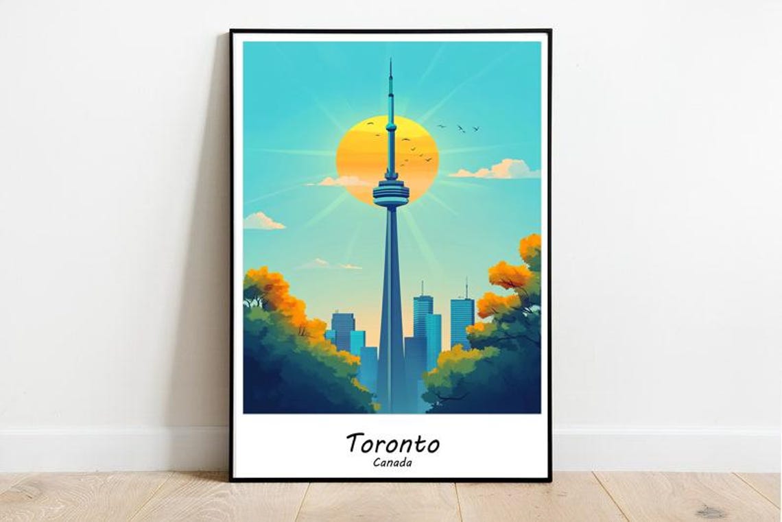 Toronto Canada CN Tower Skyline Waterfront Retro Travel Poster - Image 3