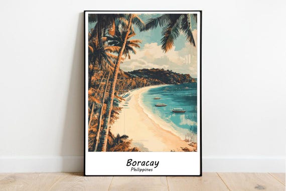 Boracay Travel Vintage Poster Philippines Travel Wall Art Retro Style Philippines Islands Art Boracay Retro Tourism Poster