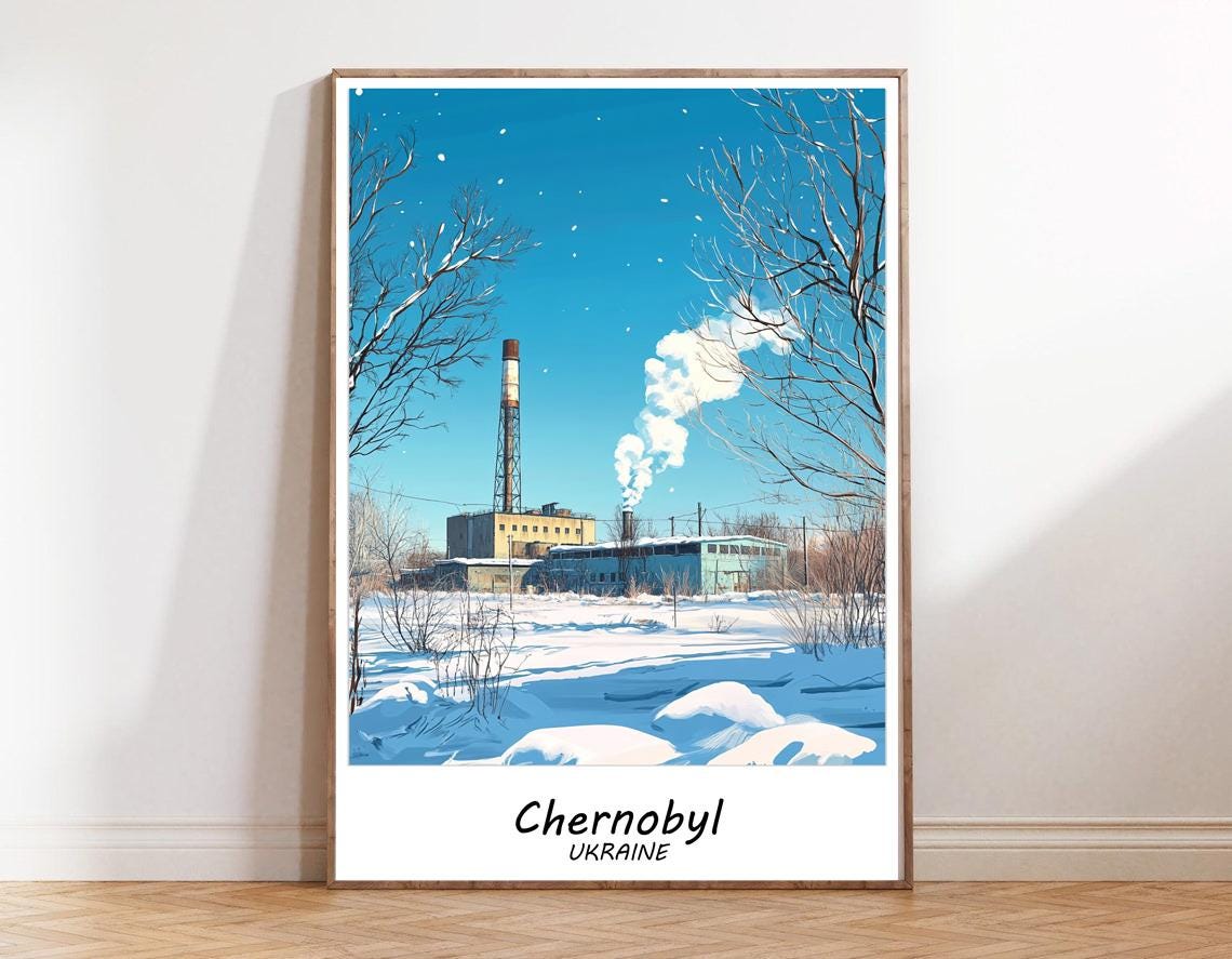Chernobyl Ukraine Power Plant Sunset Reflection Travel Poster - Image 3