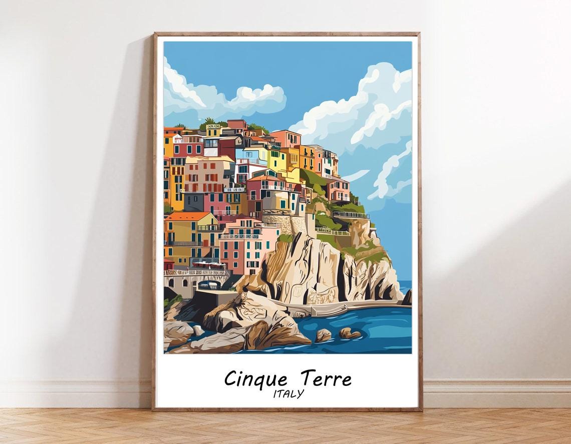 Cinque Terre City Travel Print Cinque Terre Italy Travel Poster Print Italy City Wall Art Cinque Terre Travel Wall Decor - Image 2