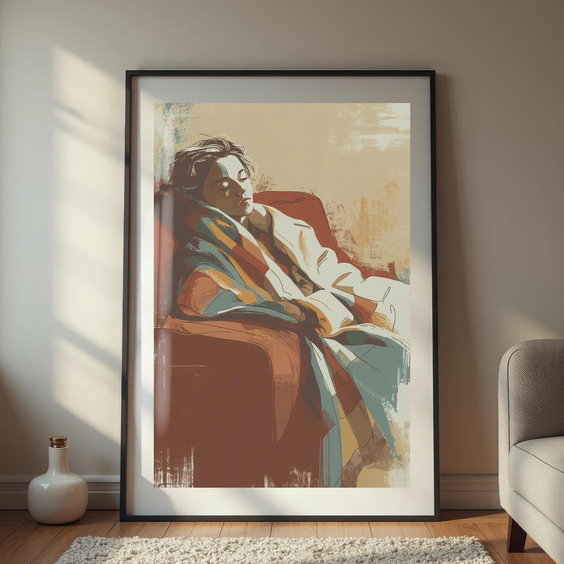 Cozy Resting Figure Art Print, Modern Illustration - Image 5