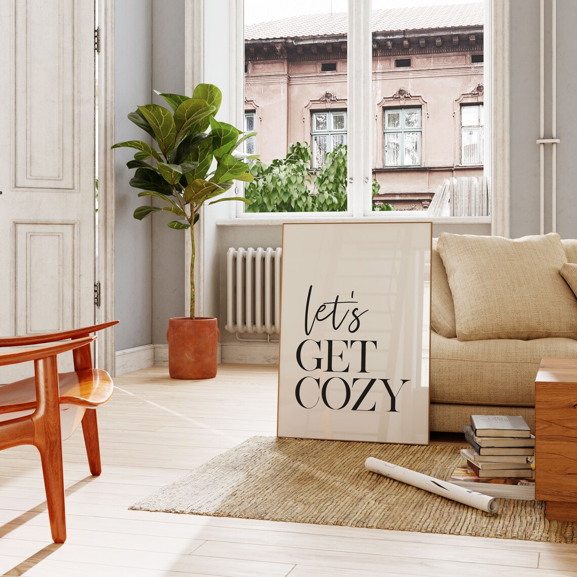 Let's Get Cozy Quote Art Print, Bedroom Decor - Image 3