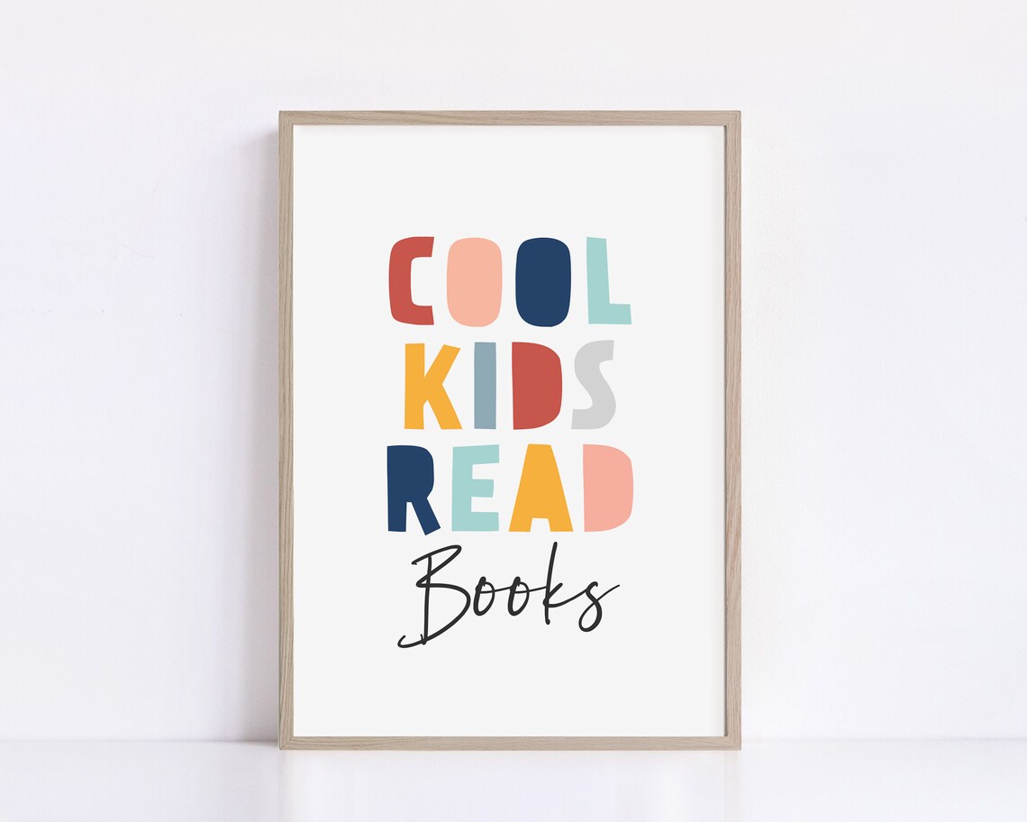 Cool Kids Read Books Art Print, Reading Corner Sign - Image 2