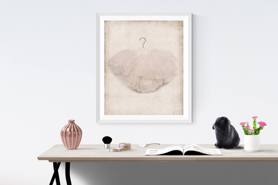 Vintage Pink Tutu Ballerina Nursery Art Print