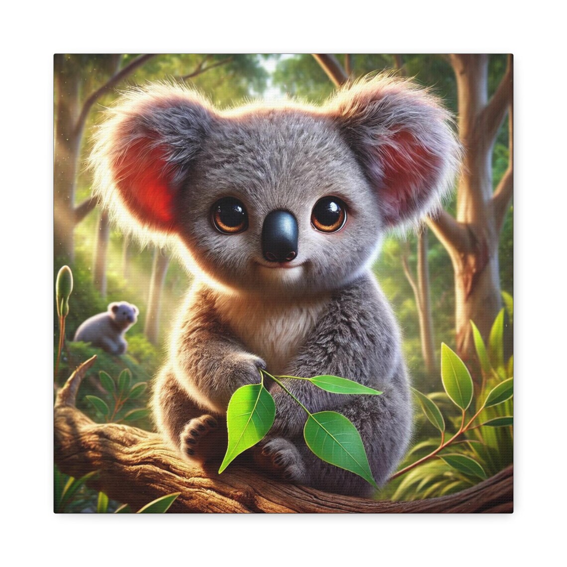 Cute Baby Koala Branch Eucalyptus Leaves Kids Nursery Animal Poster - Image 2