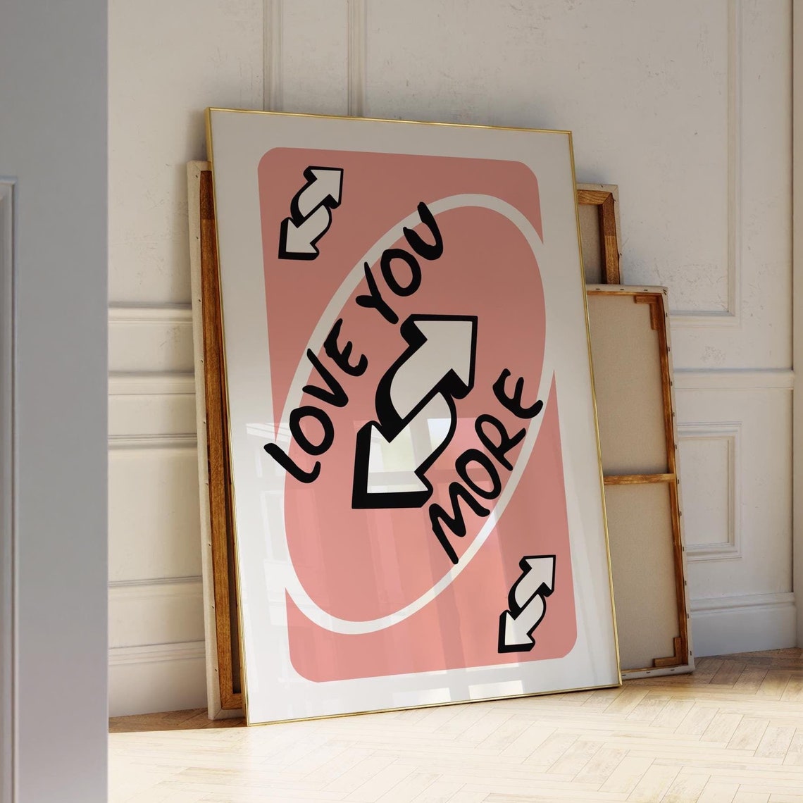 Love You More Blush Pink Reverse Playing Card Romantic Poster