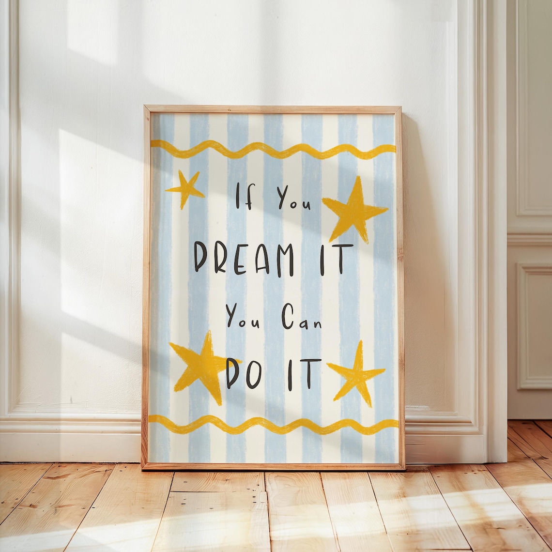 Dream It Do Kids Print Nursery Wall Art Boho Room Decor Inspirational Bedroom Typography Poster Illustration