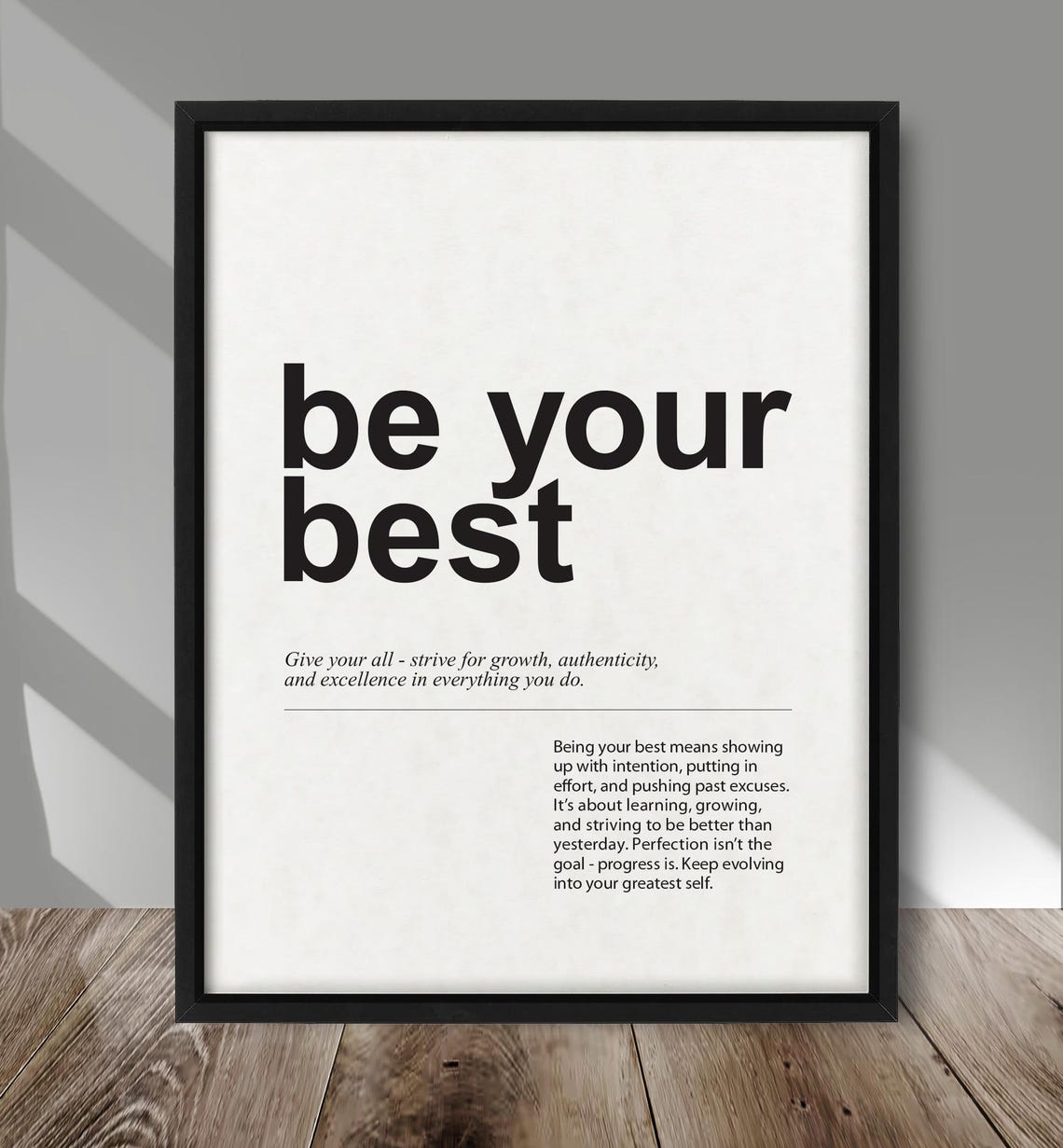 Be Your Best Quote Minimalist Black Typography Wall Decor Poster