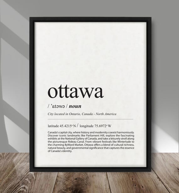 Ottawa Definition Poster, Canada Travel Decor