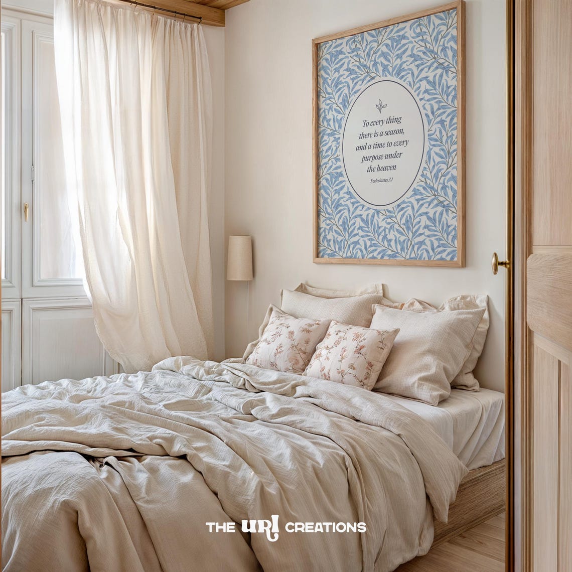 Ecclesiastes 3 1 Blue Leaf Pattern Scripture Farmhouse Poster - Image 3