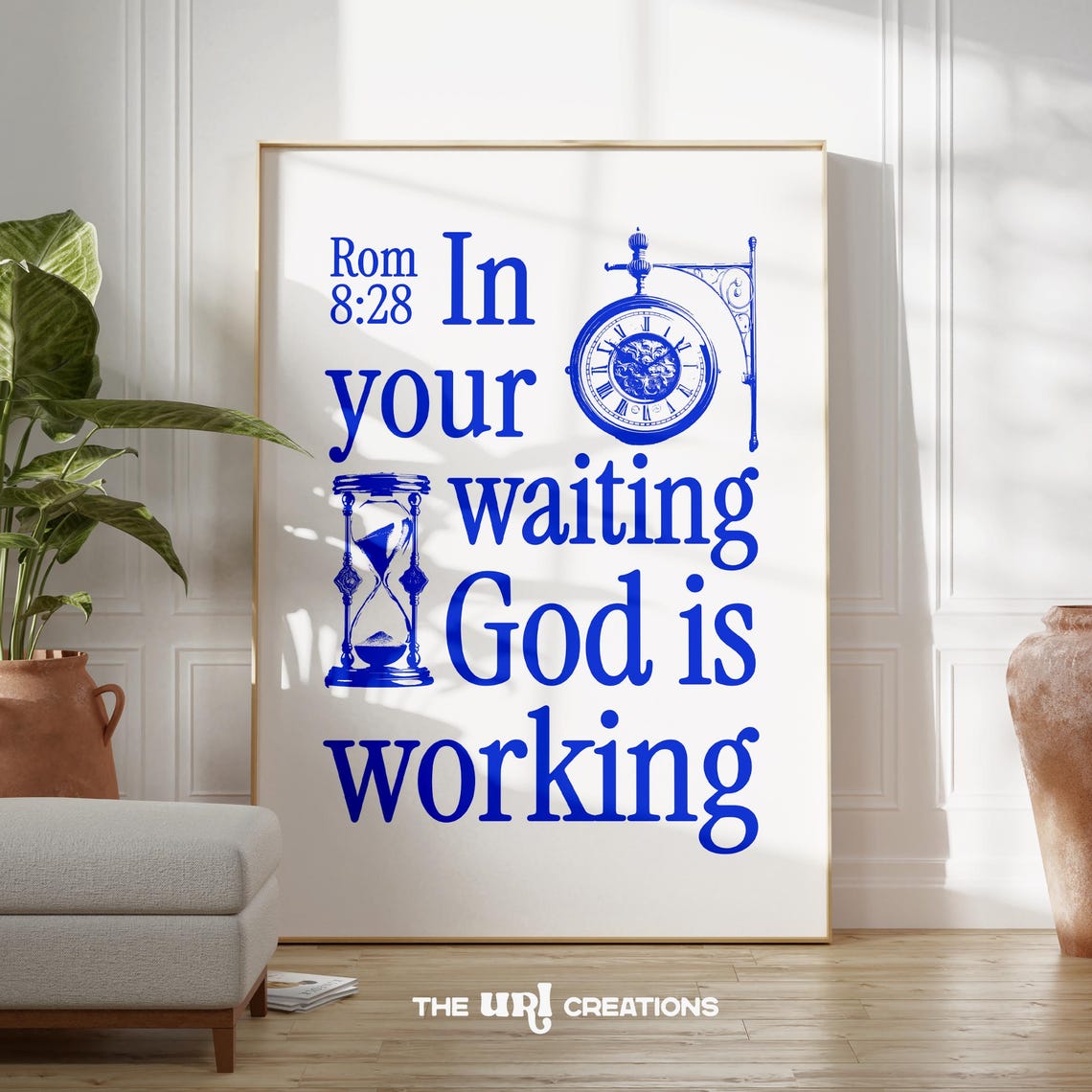 Retro Christian Wall Art Blue Bible Verse Print Daily Affirmation Quote Poster Trendy Scripture Prints Aesthetic Dorm Room Decor - Image 2