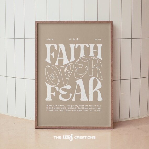 Faith Over Fear Christian Minimalist Bible Verse Poster