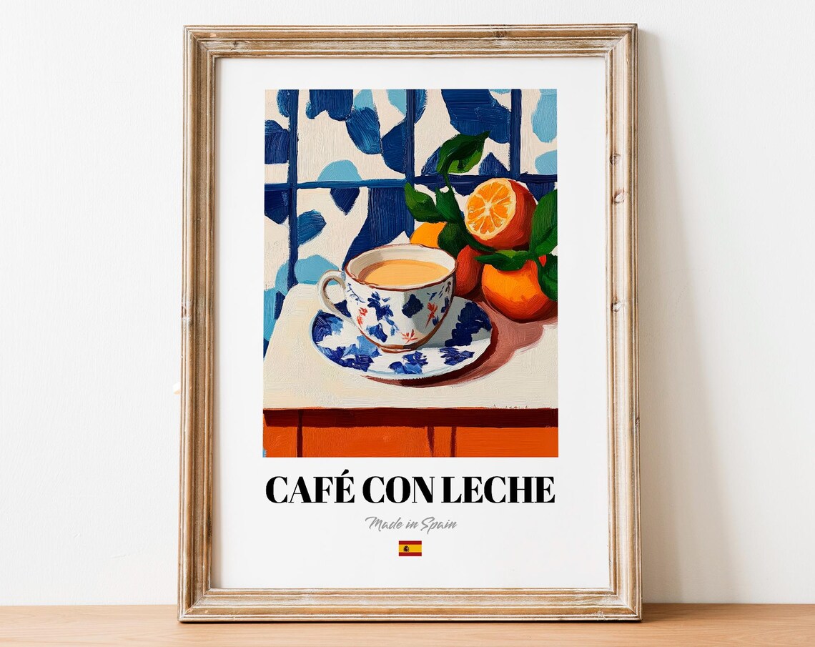 Spanish Caf Con Leche Poster Print, Kitchen Art