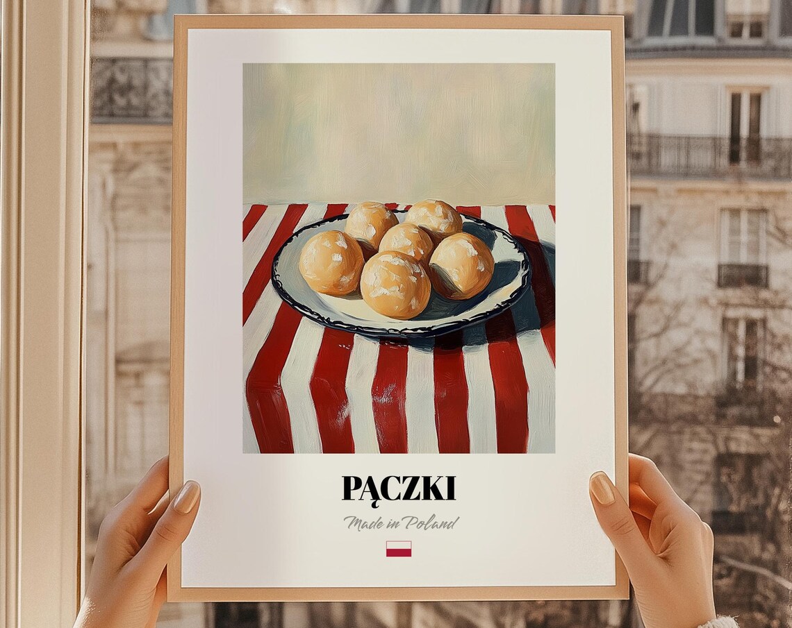 Paczki Polish Glazed Doughnuts Sweet Traditional Treat Food Art Poster