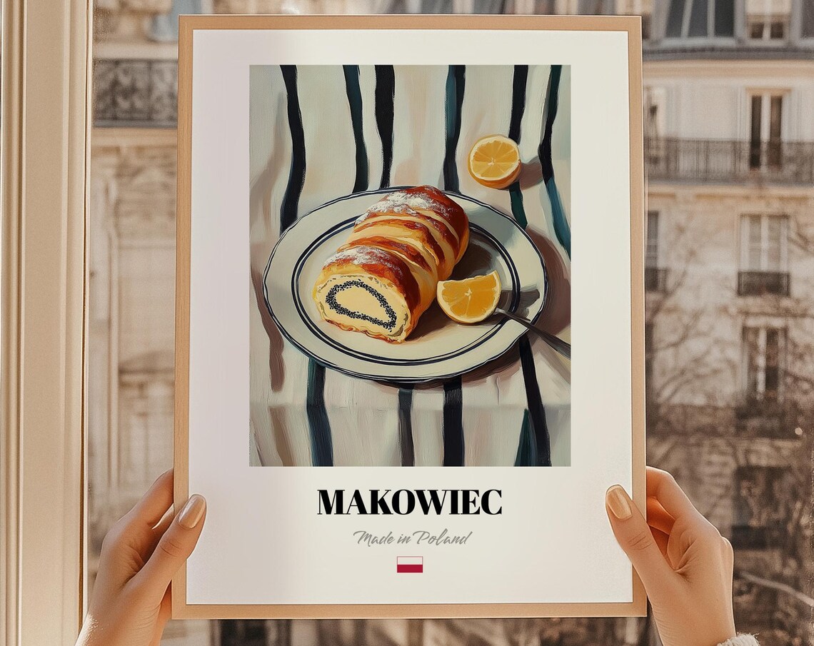 Makowiec Polish Poppy Seed Roll Slice Traditional Dessert Food Art Poster
