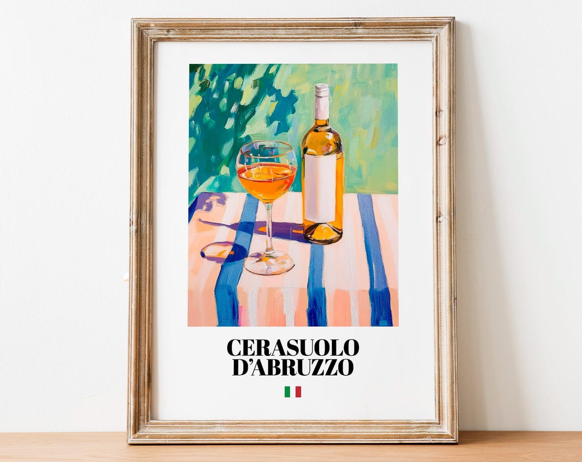 Cerasuolo d'Abruzzo Italian Rose Wine Painting Still Life Wall Art