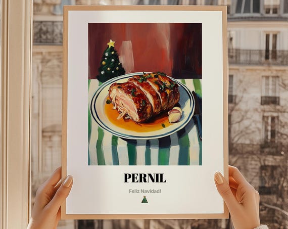 Pernil Puerto Rican Roast Pork Christmas Dinner Oil Painting Poster