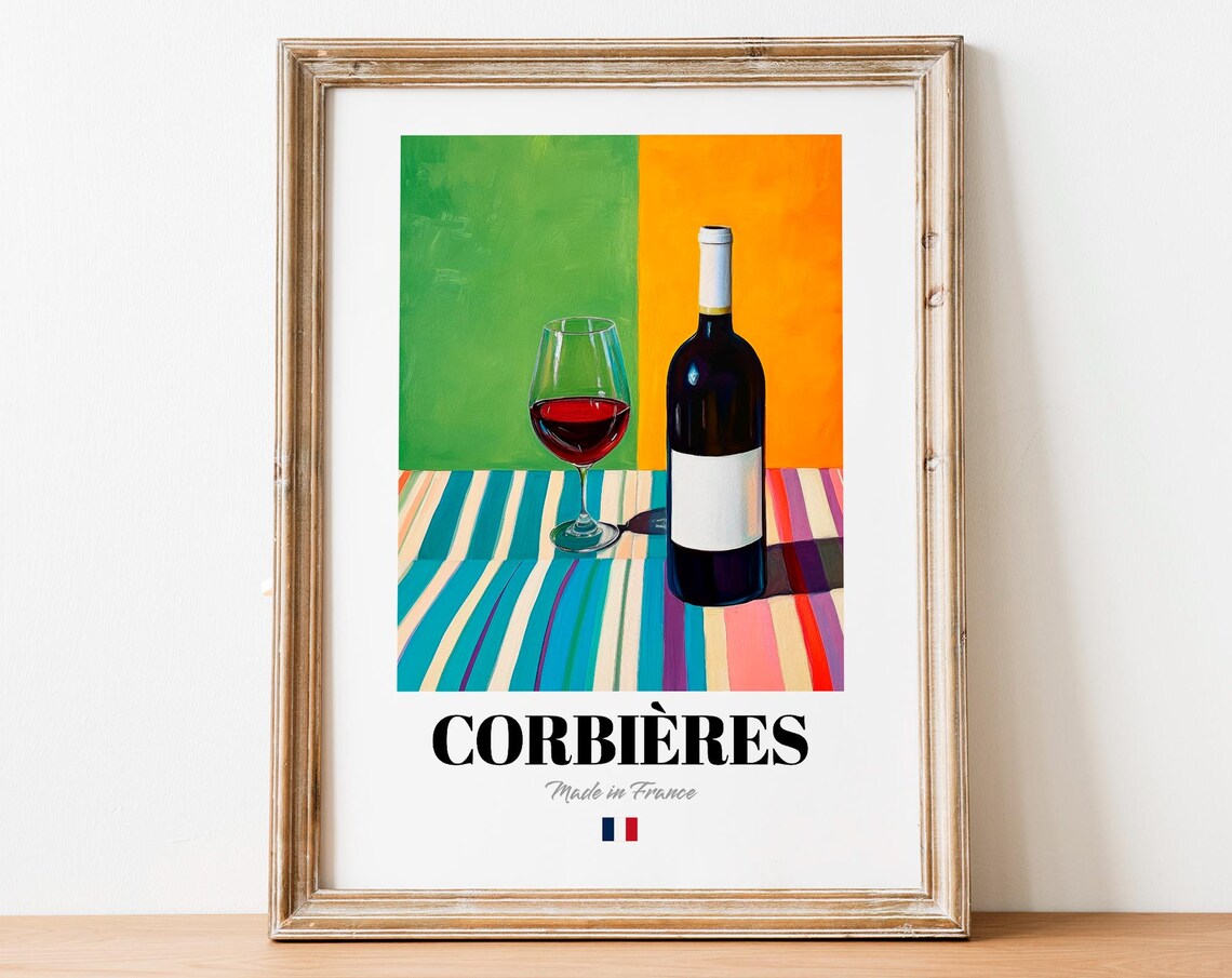 Corbires Wine Wall Art Print Poster Mediterranean Red For Kitchens