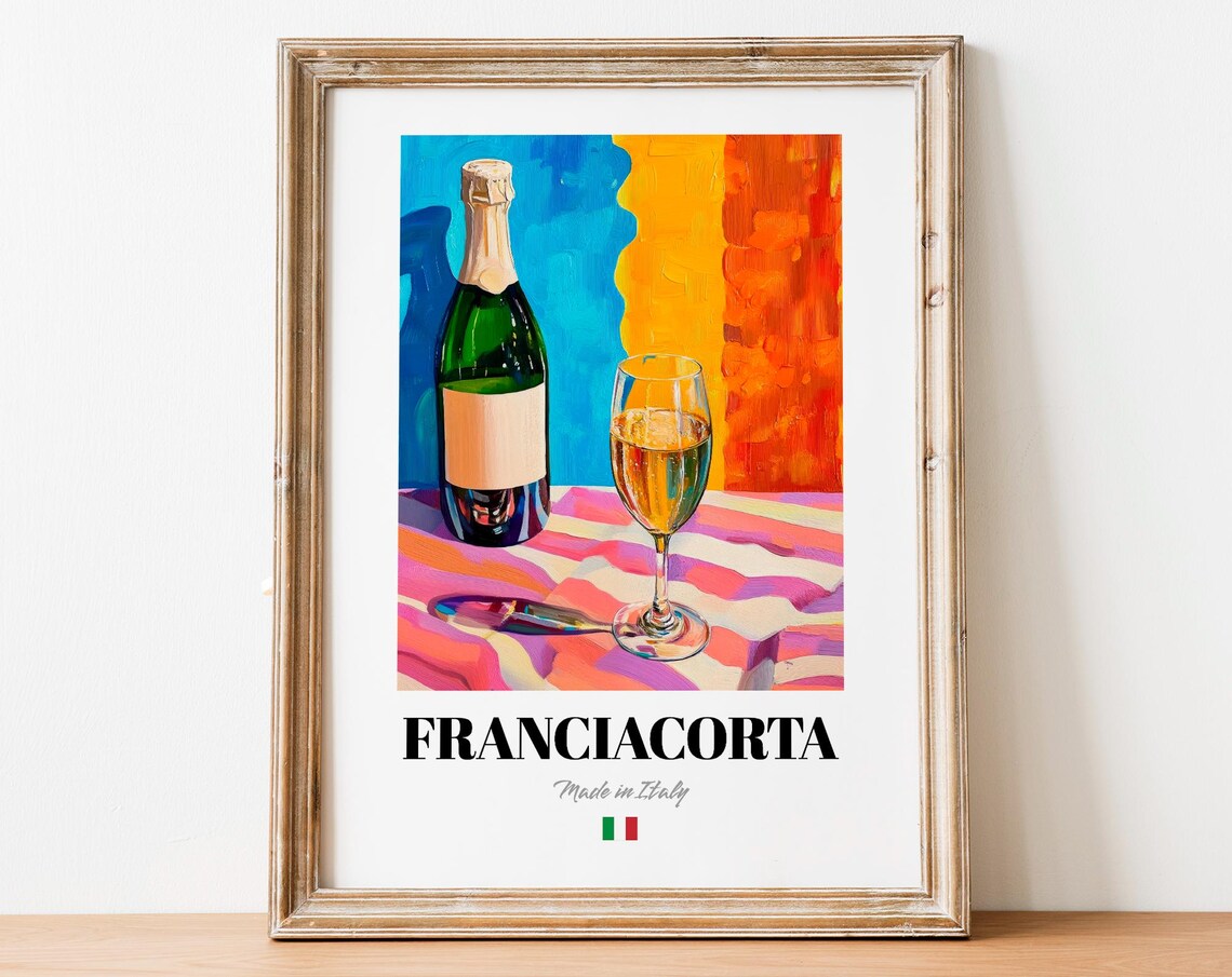 Franciacorta Wall Art Print Poster Elegant Sparkling Wine Artwork For Kitchens