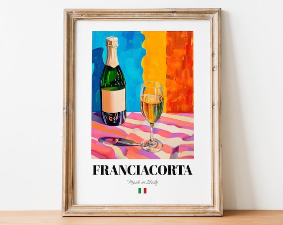 Franciacorta Wall Art Print Poster Elegant Sparkling Wine Artwork For Kitchens