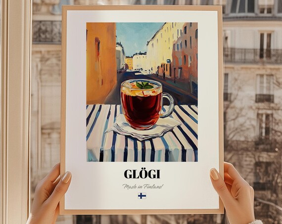 Glgi Finnish Wine Poster Bar Dcor Wall Art Finland Friend Gift Kitchen