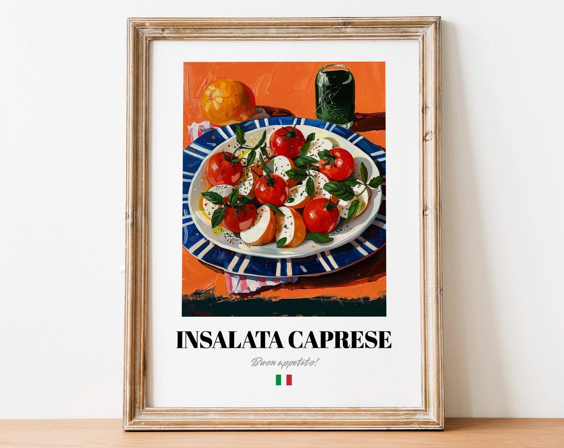 Insalata Caprese Art Print Fresh Italian Salad Decor For Kitchens
