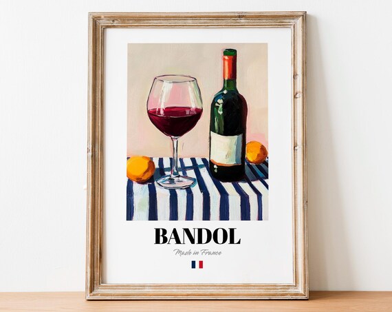 French Bandol Art Print Poster Provence Wine Artwork For Bars And Restaurants