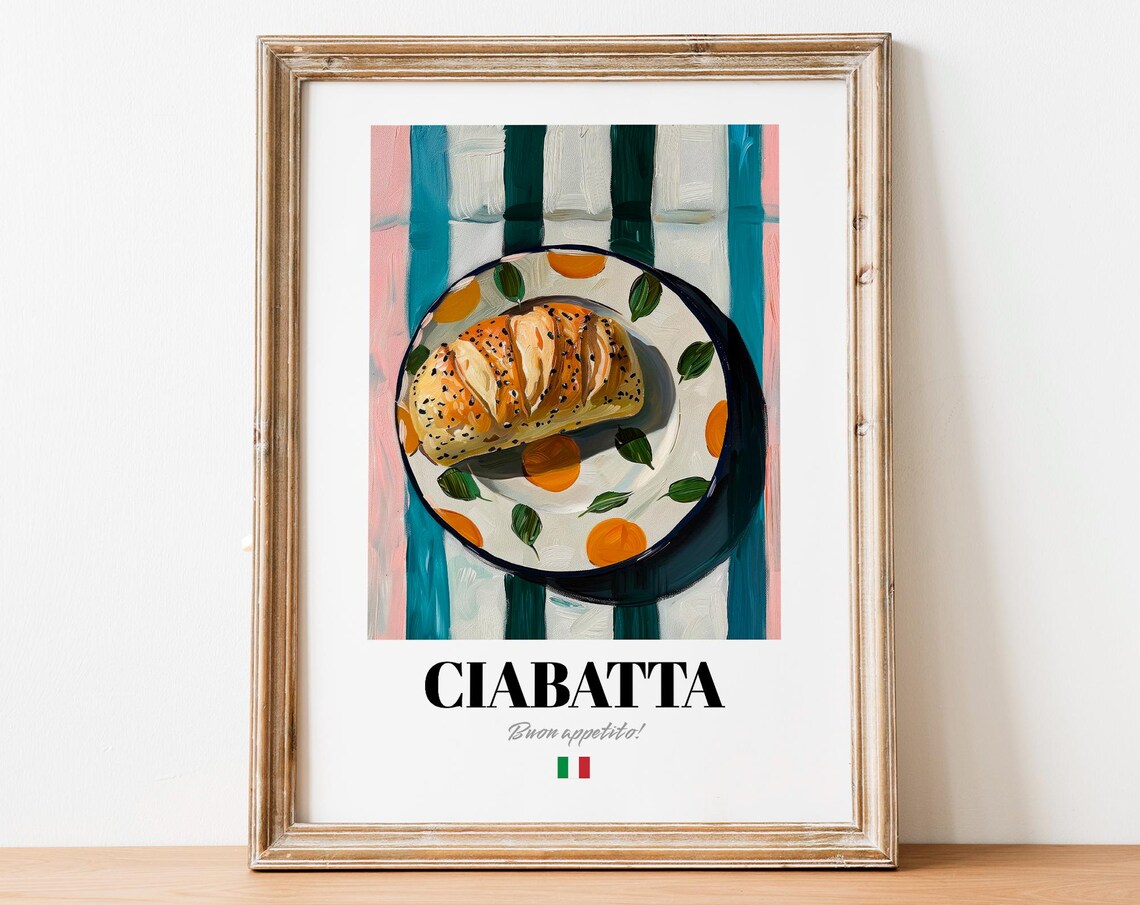 Italian Ciabatta Poster Sandwich Art Decor For Caf And Kitchen Spaces