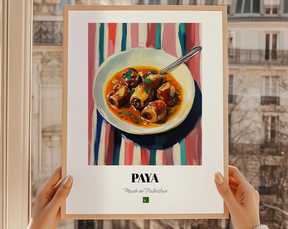 Paya Pakistani Slow Cooked Trotter Curry Painterly Cuisine Art Poster