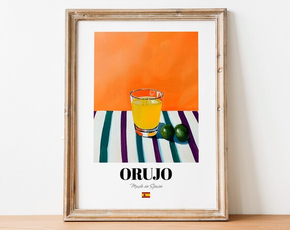 Handdrawn Orujo Print Poster Boho Retro Art For Whimsical Culinary Spaces
