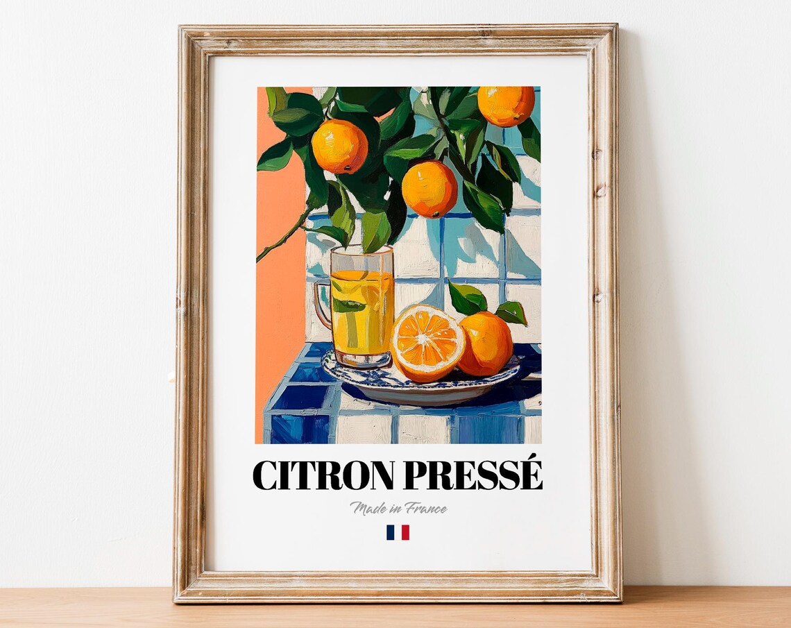 French Citron Press Art Print Poster Lemonade Artwork For Cafs And Bistros