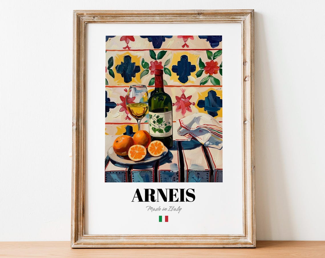Arneis Italian White Wine Still Life with Oranges Art Poster