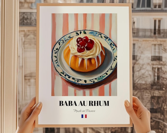 Baba Au Rhum French Dessert Poster Mothers Day Brunch Happy Hour Menu Patisserie Dining Room
