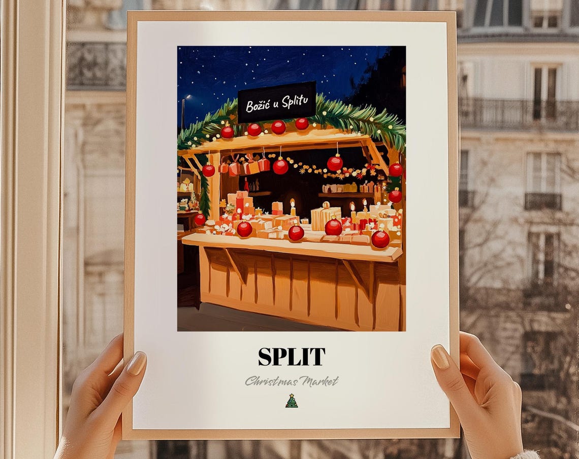 Split Croatia Christmas Market Wall Art Print Poster Boini Poklon Boi U Splitu