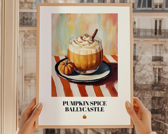 Pumpkin Spice Ballycastle Poster Halloween Drink Rum Wall Art Gift