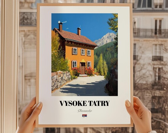 Vysoke Tatry Slovakia Mountain Chalet Oil Painting Travel Poster