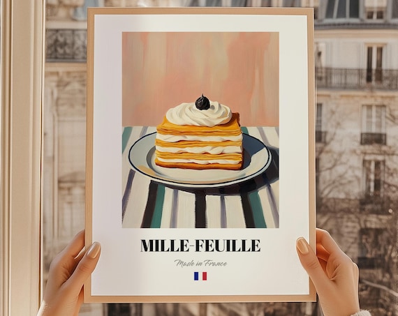 Mille-Feuille French Layered Pastry Cream Made in France Kitchen Poster