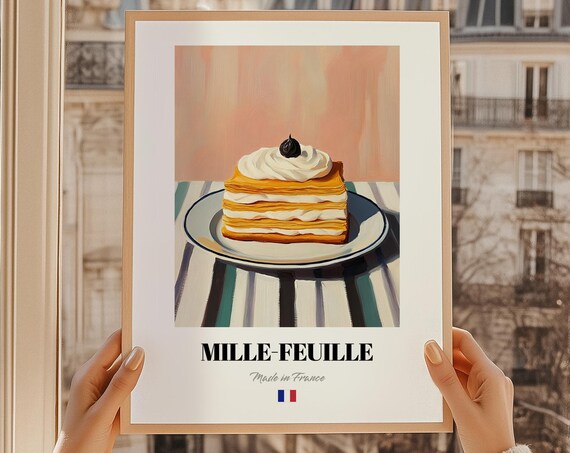 Millefeuille French Pastry Poster Cuisine Cafe Art Dining Room