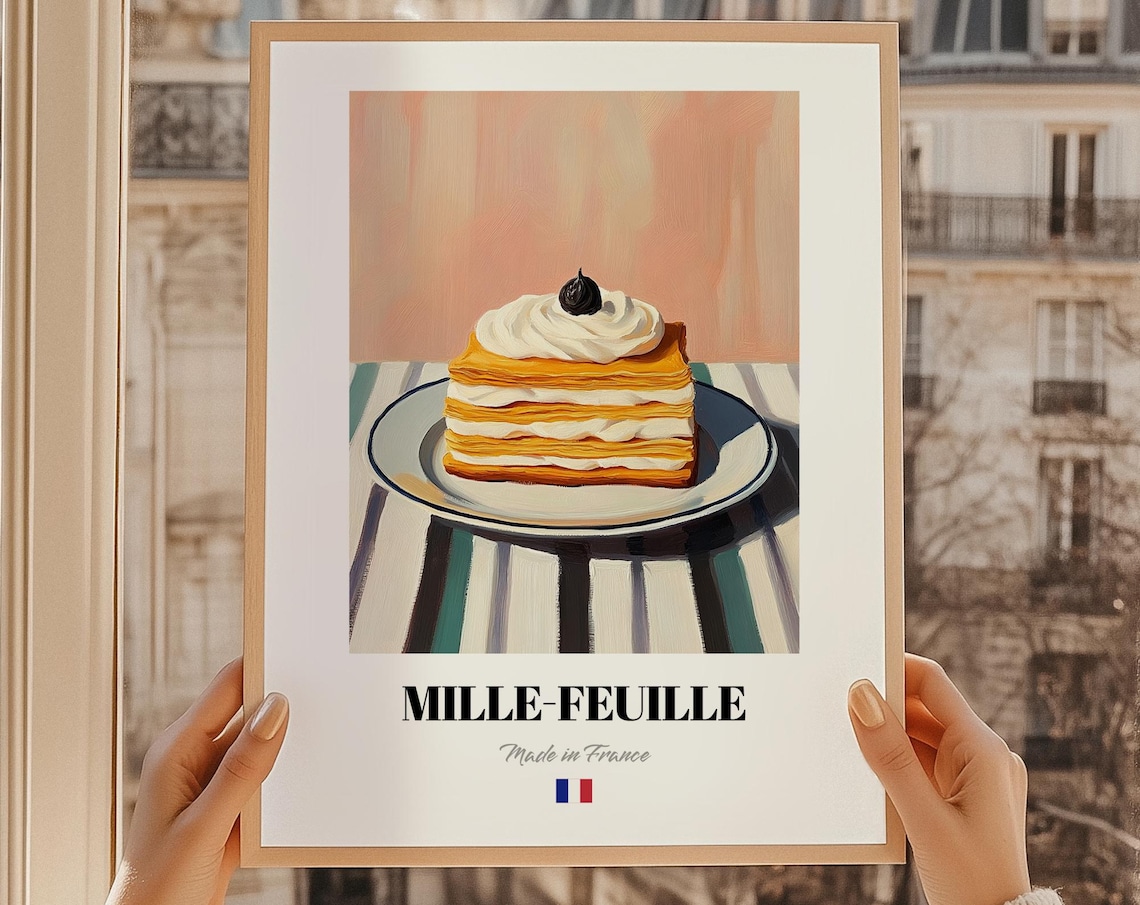 Mille-Feuille French Layered Pastry Cream Made in France Kitchen Poster