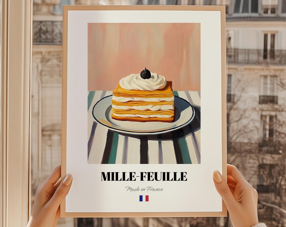 Millefeuille French Pastry Poster Cuisine Cafe Art Dining Room