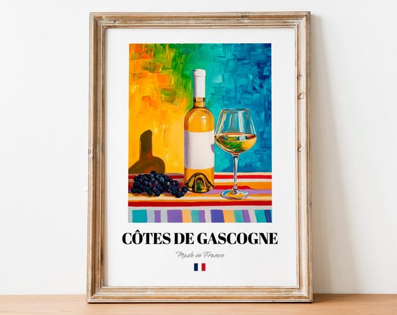 Ctes De Gascogne Wine Poster, French White Art
