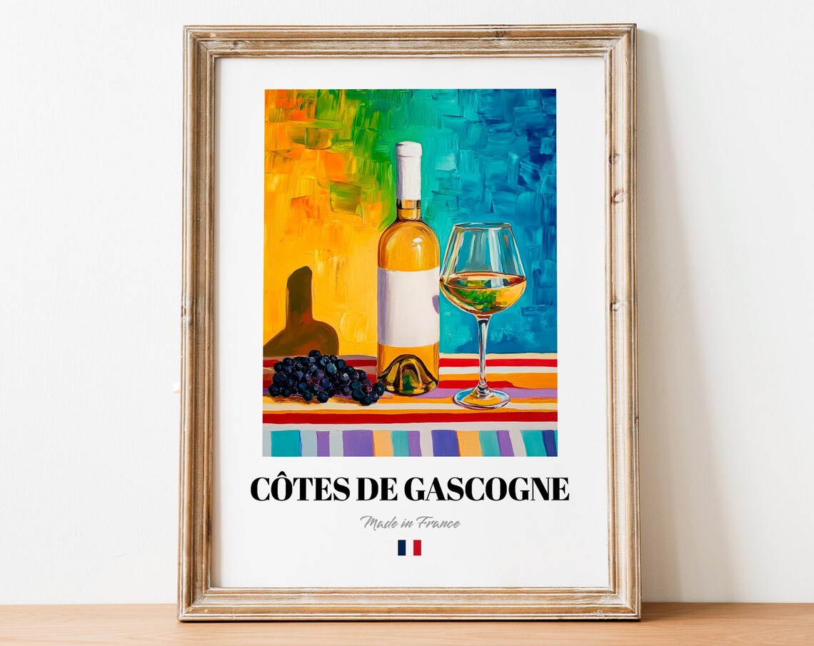 Ctes De Gascogne Wine Poster, French White Art