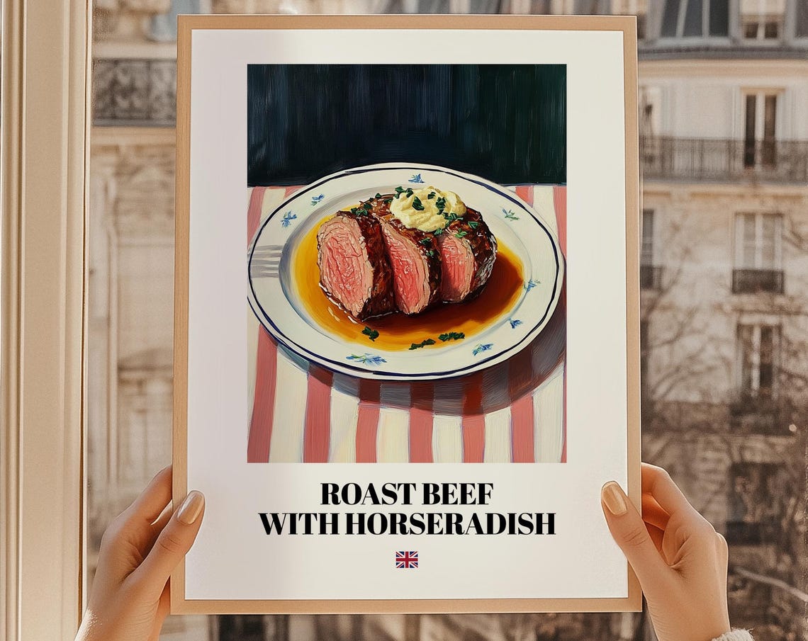 Roast Beef with Horseradish British Classic Painting Kitchen Wall Art