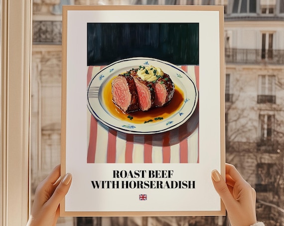 Roast Beef with Horseradish British Classic Painting Kitchen Wall Art