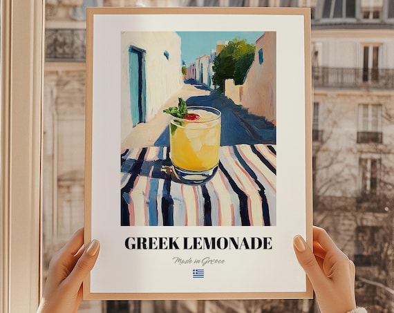 Greek Lemonade Classic Summer Mint Oil Painting Kitchen Wall Poster